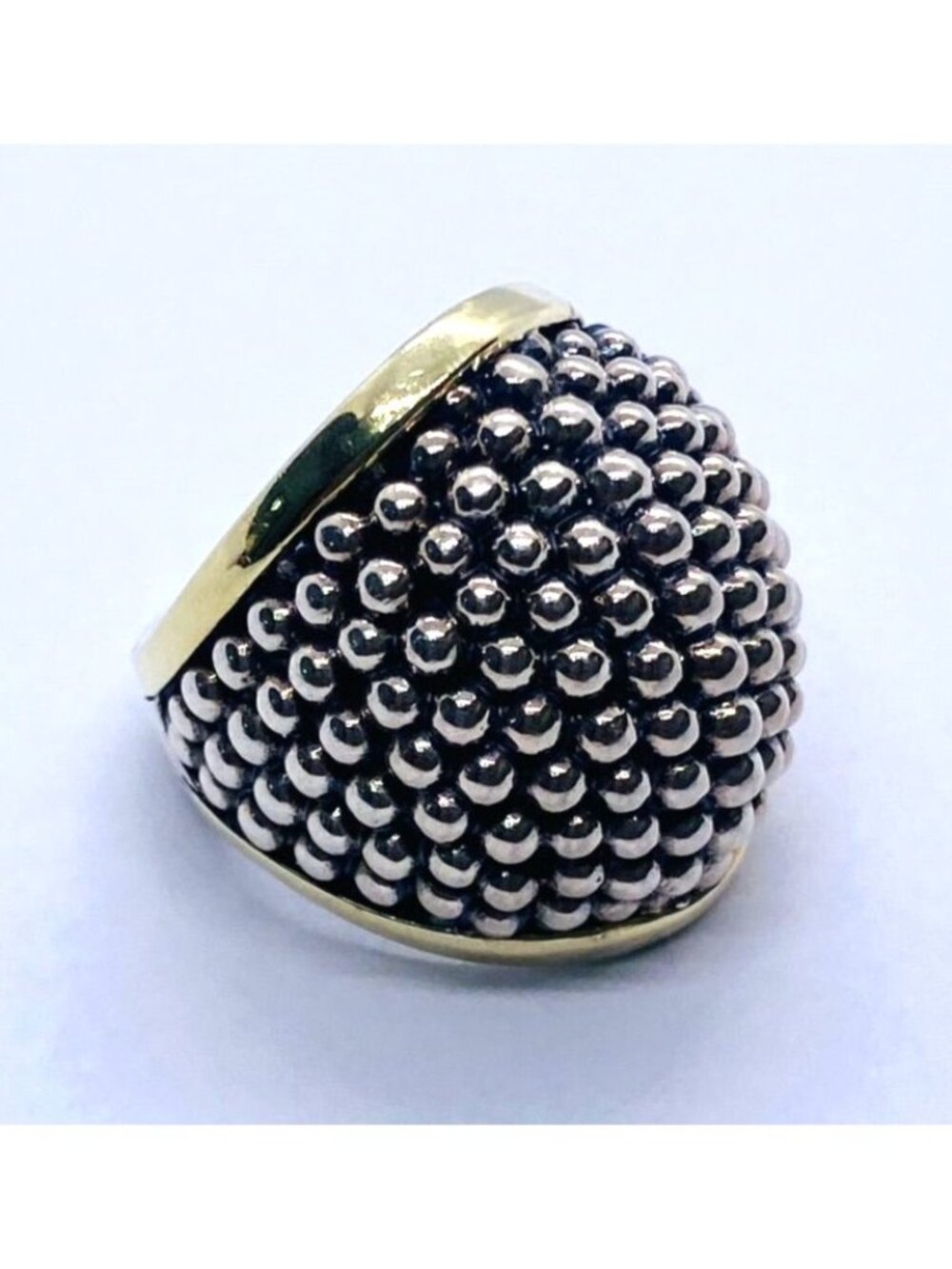 Lagos Caviar Beaded Sterling Silver 925 18K Dome Ring